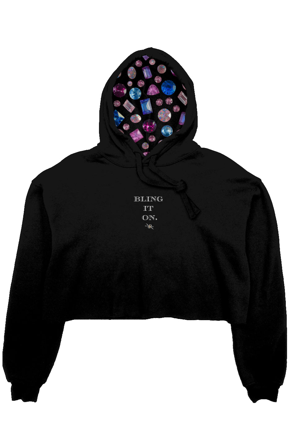 Bling it on Crop Fleece Hoodie