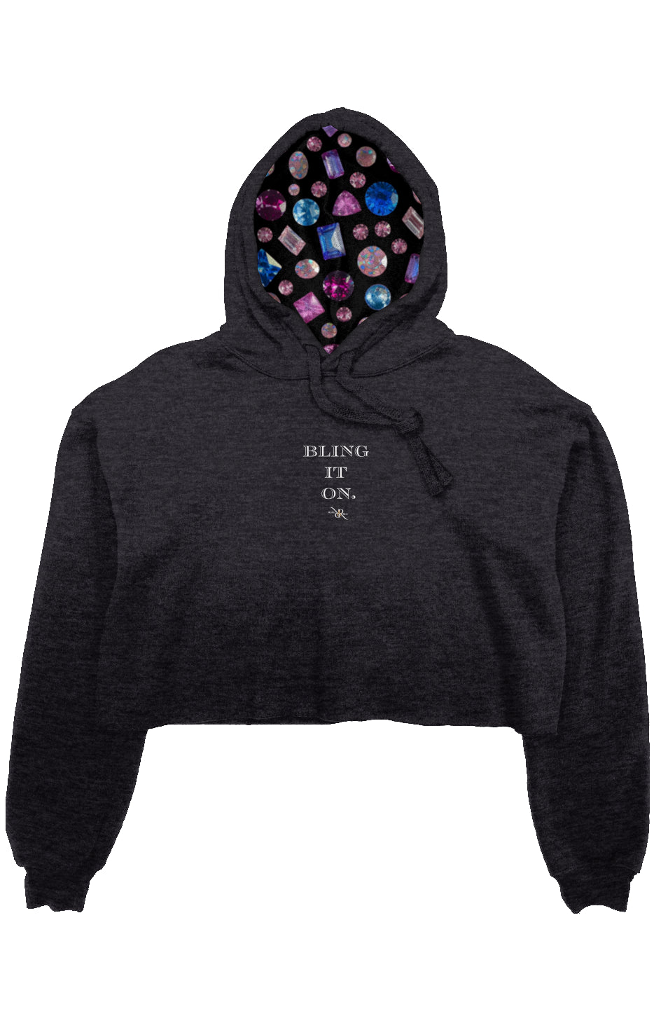 Bling it on Crop Fleece Hoodie